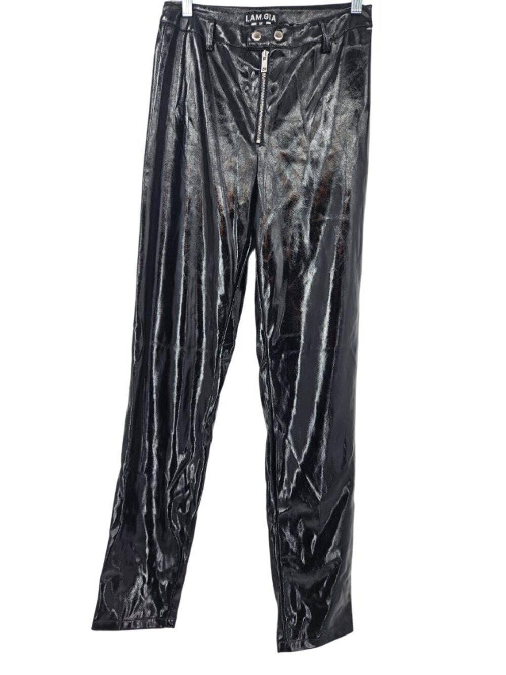 I.AM.GIA Nikole Faux Patent Leather Pants Black Women's Size M High Rise Party - Picture 4 of 13